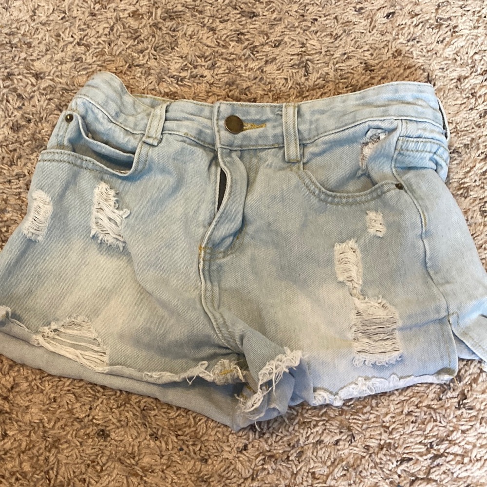 romwe ripped jean shorts